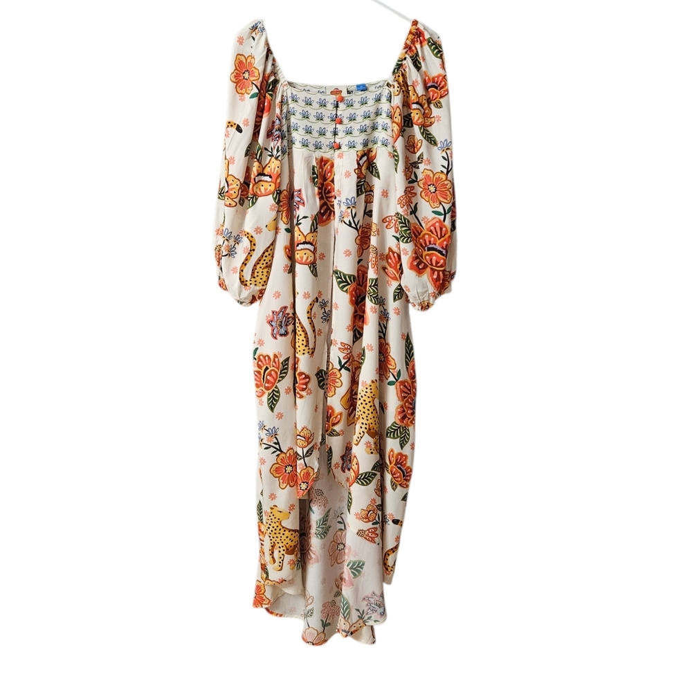 Farm Rio Anthropologie Long Tunic Top Duster NWT Leopard Floral XL